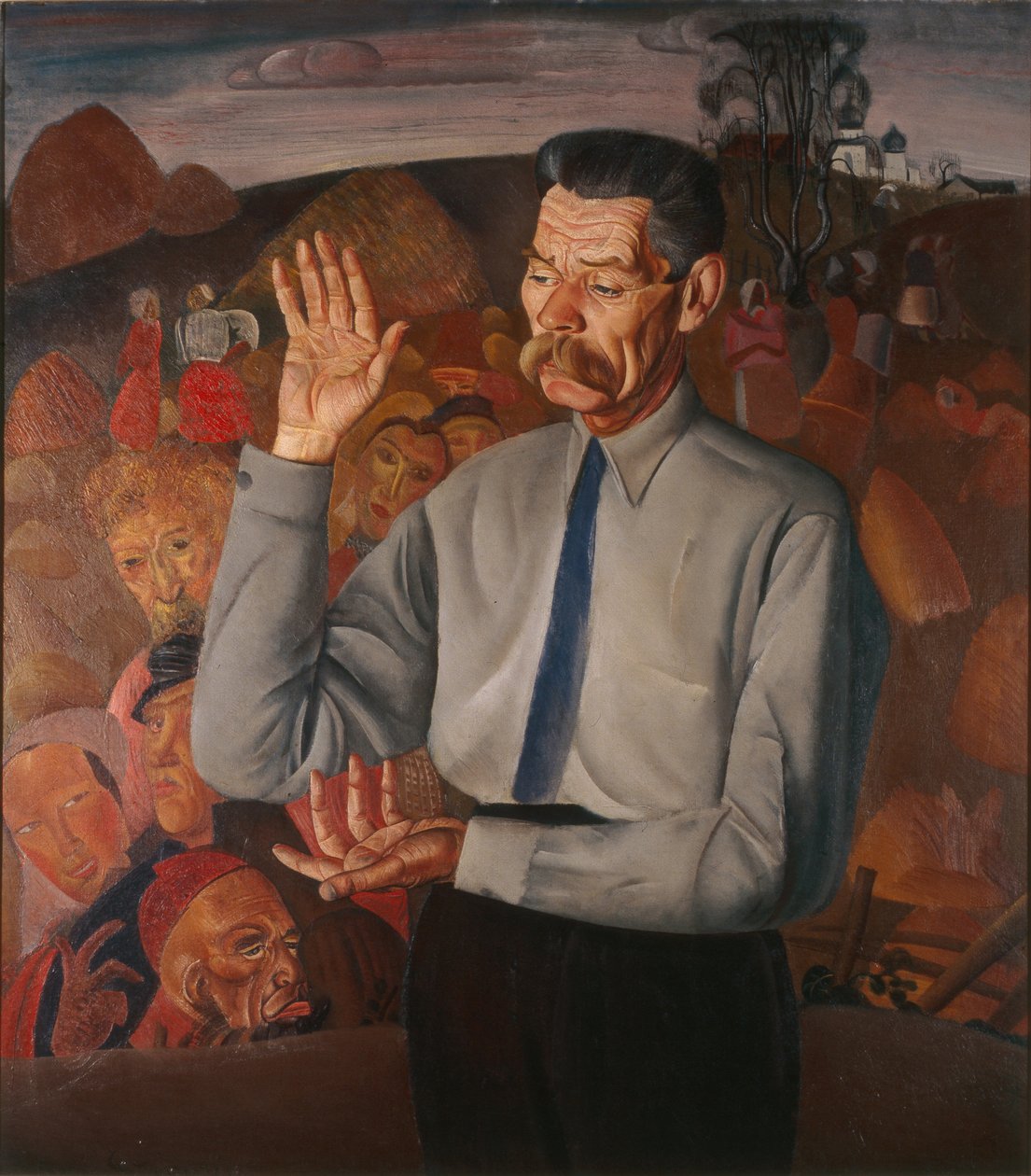 Porträtt av författaren Maxim Gorkij 1868-1939, 1926 av Boris Dmitrievich Grigoriev