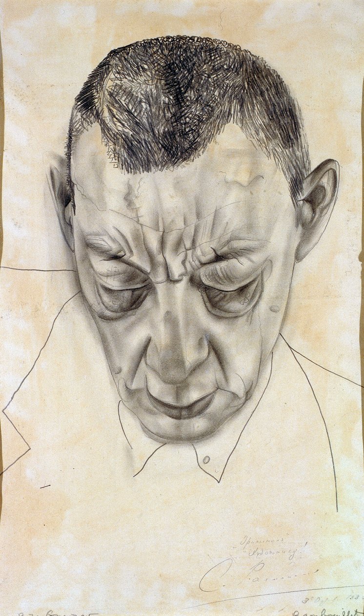 Porträtt av kompositören Sergei Rakhmaninov 1873-1943, 1930 av Boris Dmitrievich Grigoriev