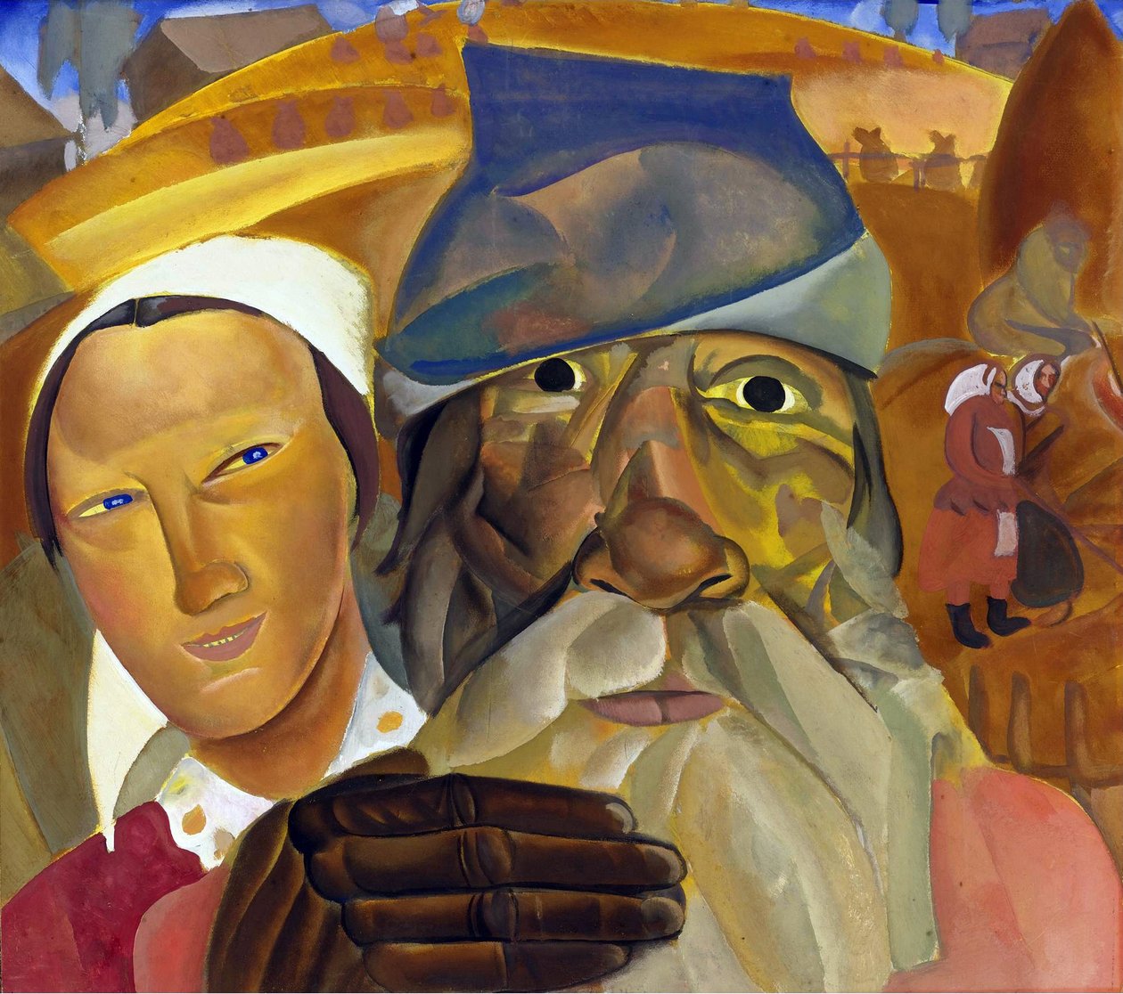 Rysslands ansikten av Grigoriev, Boris Dmitryevich (1886-1939). Gouache på papper, storlek: 50,5x56,5 av Boris Dmitrievich Grigoriev
