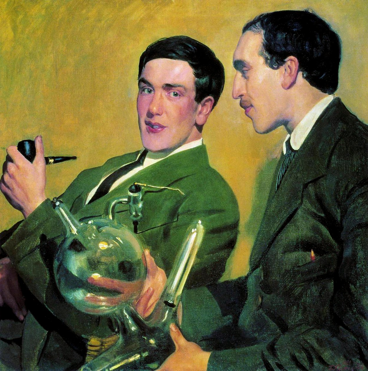 Fysikerna Pyotr Kapitsa 1894-1984 och Nikolay Semyonov 1896-1986, 1921. av Boris Mikhailovich Kustodiev