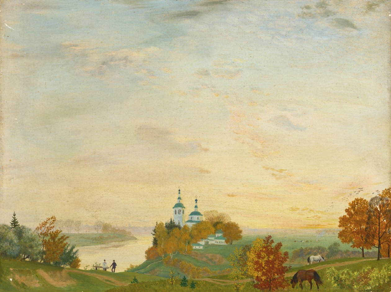 Ovanför floden, hösten 1919 av Boris Mikhailovich Kustodiev