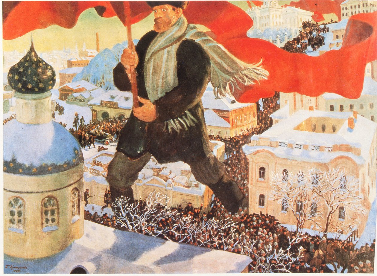 Bolsjevist, Efter målning av Boris Kustodiev, Ryssland (litografi) av Boris Mikhailovich Kustodiev