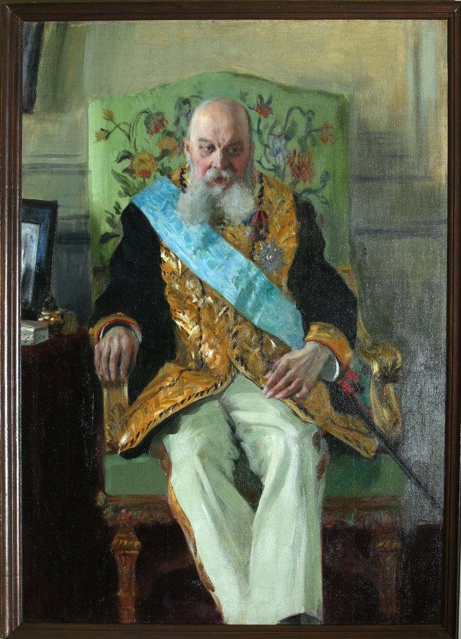 Porträtt av greve Dmitri Martynovich Solski 1833-1910, 1908 av Boris Mikhailovich Kustodiev