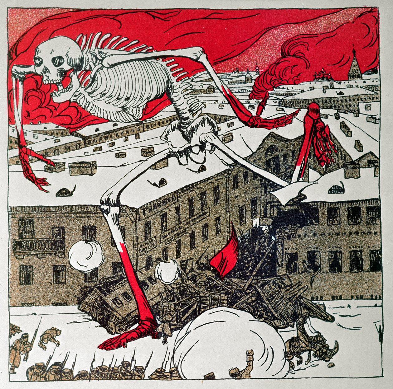 Affisch utfärdad av revolutionärerna i St Petersburg av Boris Mikhailovich Kustodiev