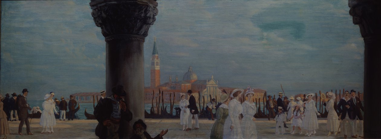 Promenade i Venedig, 1907-1908 av Boris Mikhailovich Kustodiev