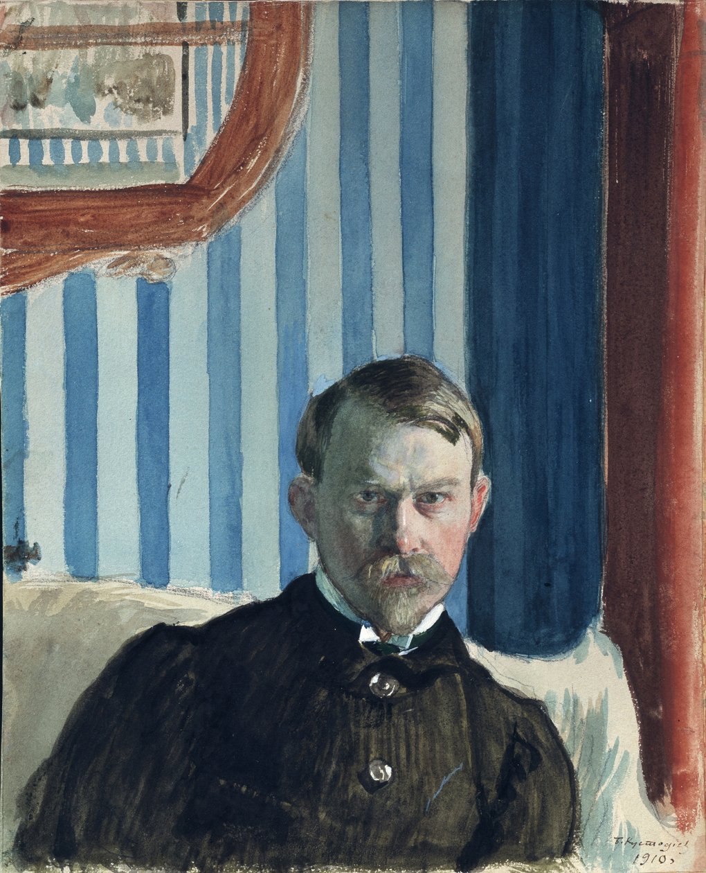Självporträtt, 1910 av Boris Mikhailovich Kustodiev