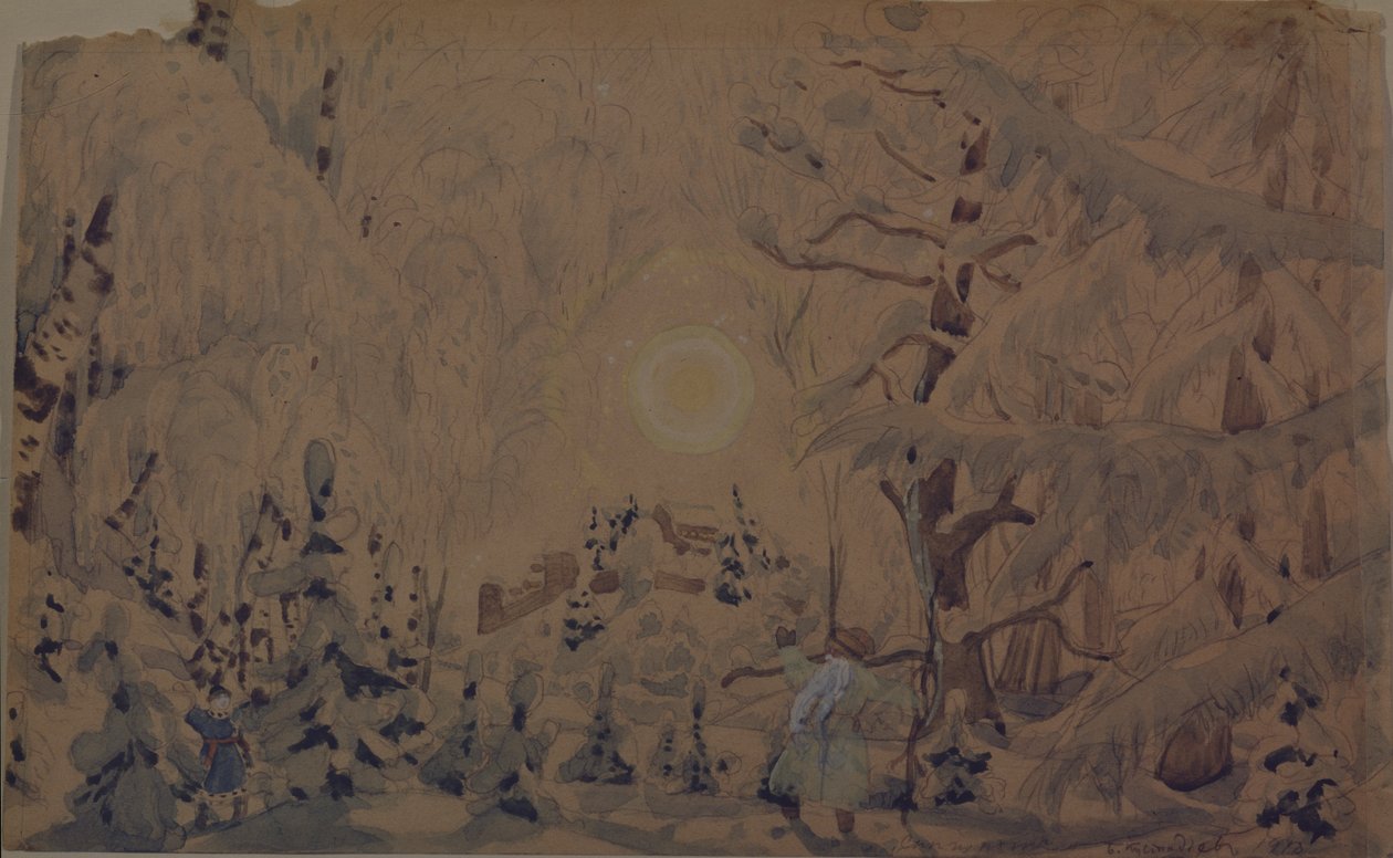 Scenografi för operan The Snow Maiden av N. Rimsky-Korsakov, 1910 av Boris Mikhailovich Kustodiev