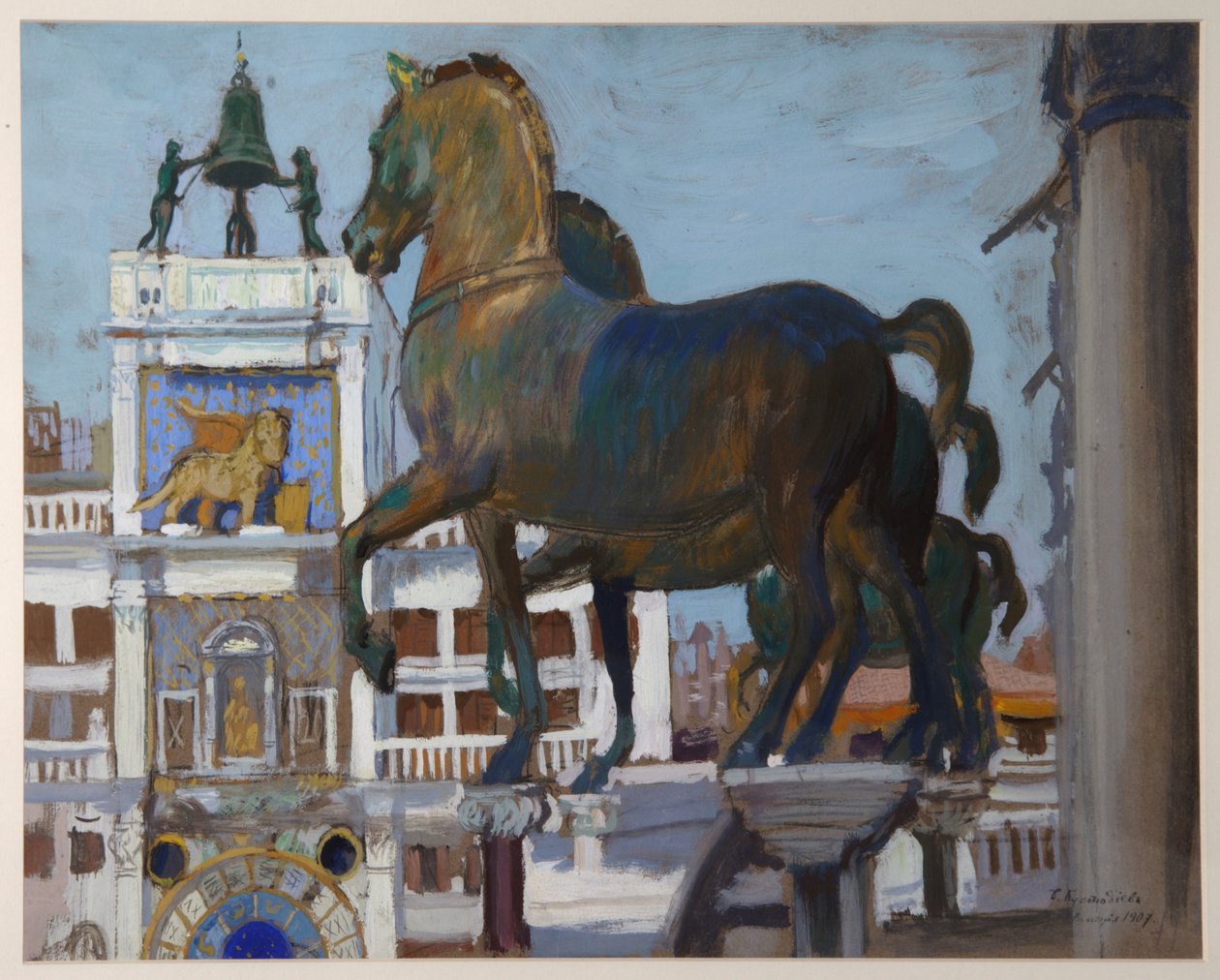 Hästarna i San Marco, 1907 av Boris Mikhailovich Kustodiev