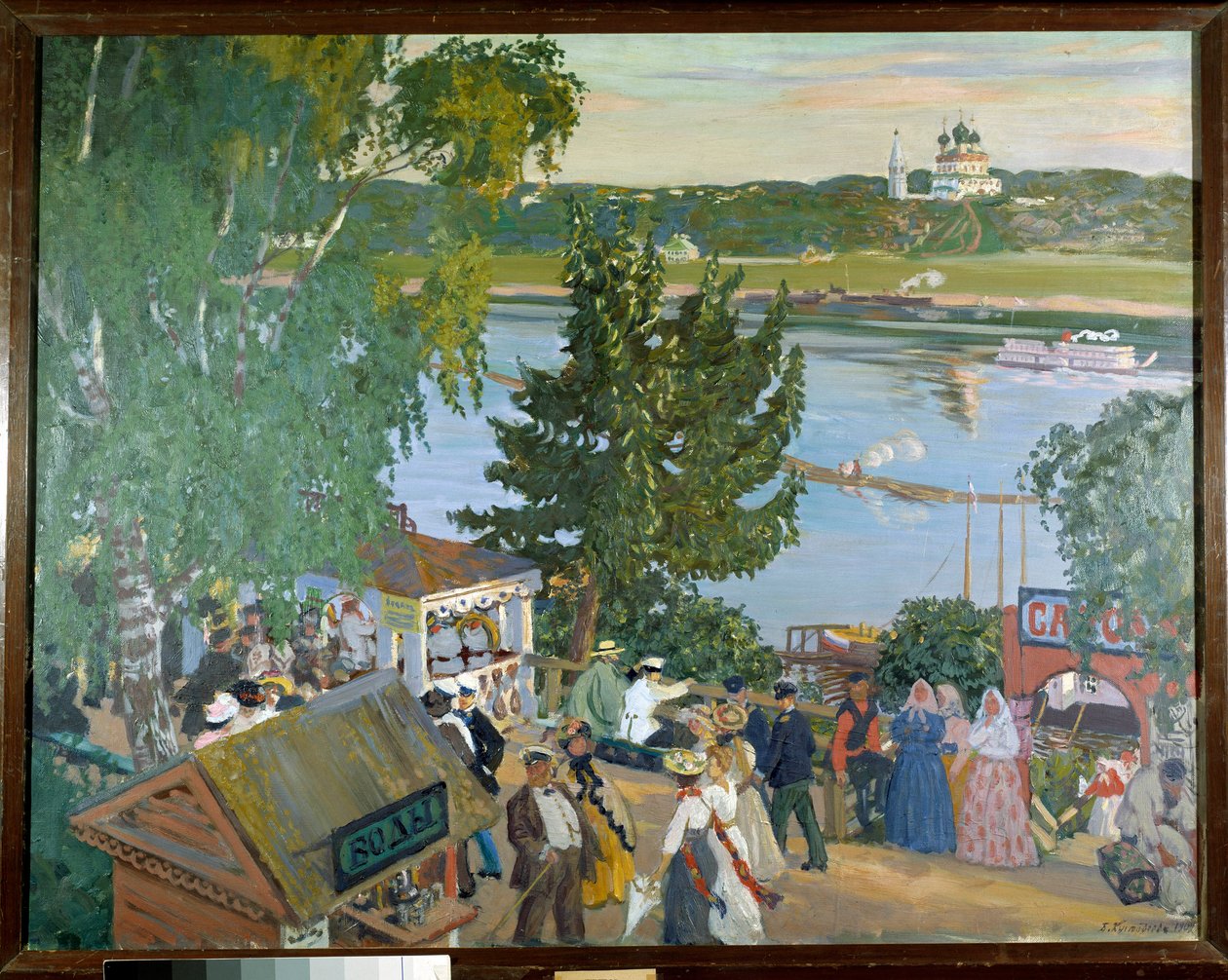 Gå på Volga. Målning av Boris Kousodiew, rysk konstnär (1878 - 1927) av Boris Mikhailovich Kustodiev
