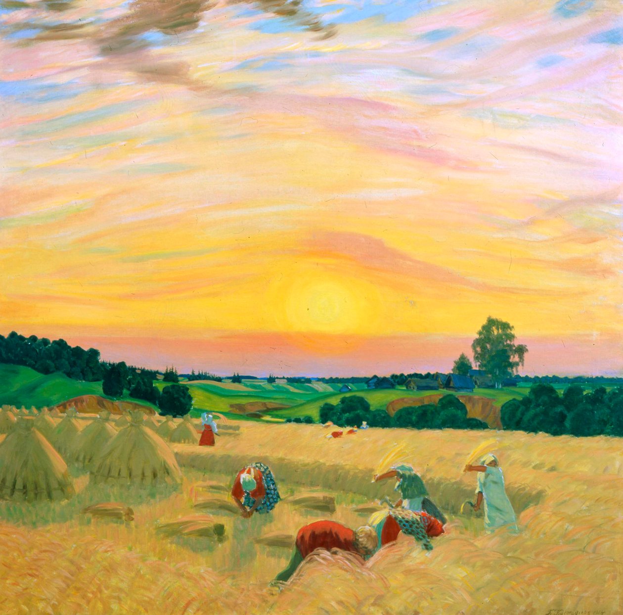 Skörden, 1914. av Boris Mikhailovich Kustodiev