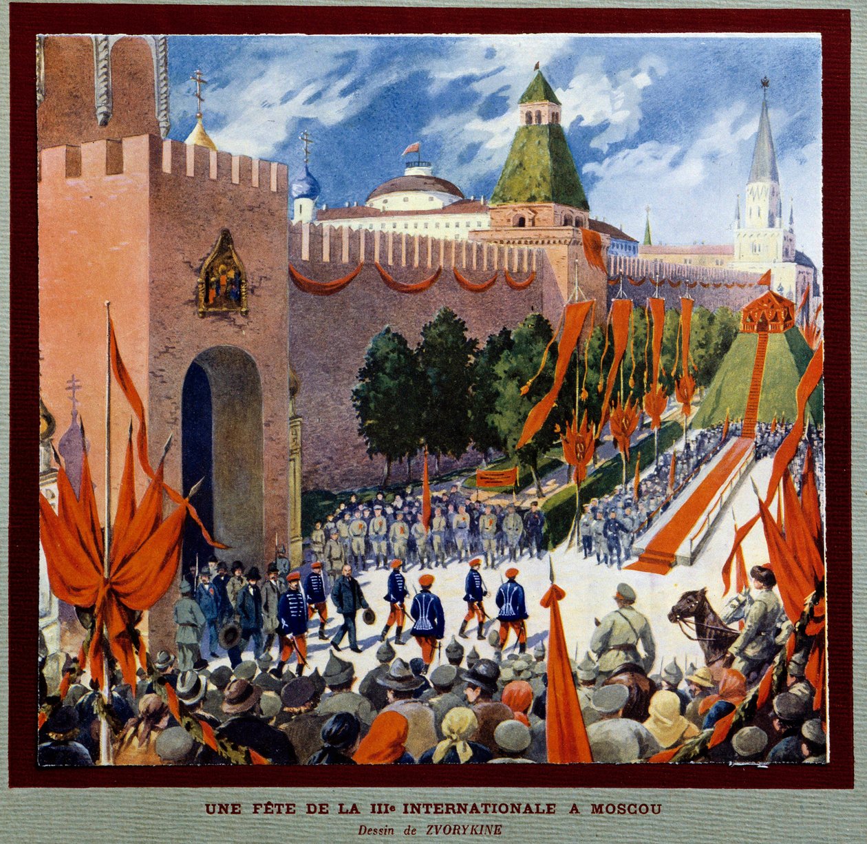Ett firande av Tredje Internationalen i Moskva Tredje Internationalen (eller Komintern eller Kommunistiska Internationalen) grundades den 2/03/1919. Teckning av Boris Zvorykin (1872-1935). Institutet för socialhistoria, Montreuil av Boris Vasilievich Zvorykin