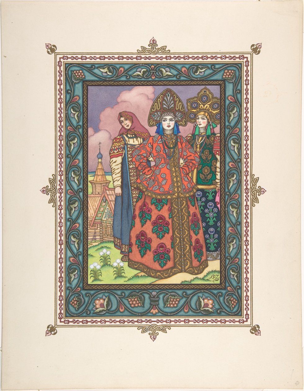 Illustration till sagan Vasilisa den vackra, ca. 1925 av Boris Vasilievich Zvorykin