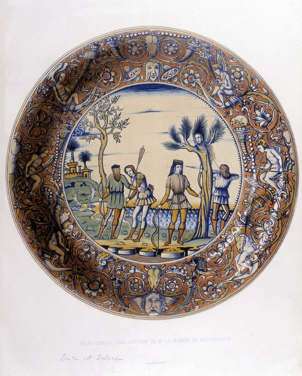 Daphne förvandlades till en Laurier för att undkomma jakten på Apollo - i "" Samling av italienska fajanser från XV, XVI och XVIII århundraden", designad av C. Delange och C. Borneman, red. Delange, Paris av Bornemann Bornemann