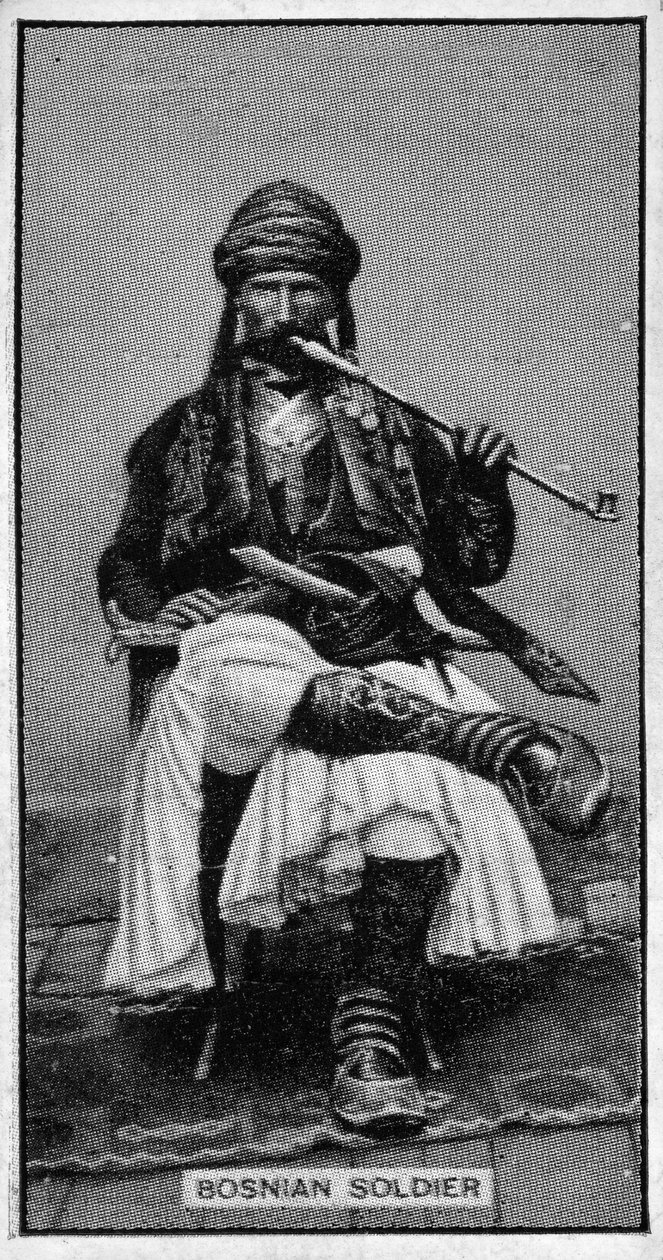 En bosnisk soldat, från ett fotografi från sent 1800-tal av Bosnian Photographer