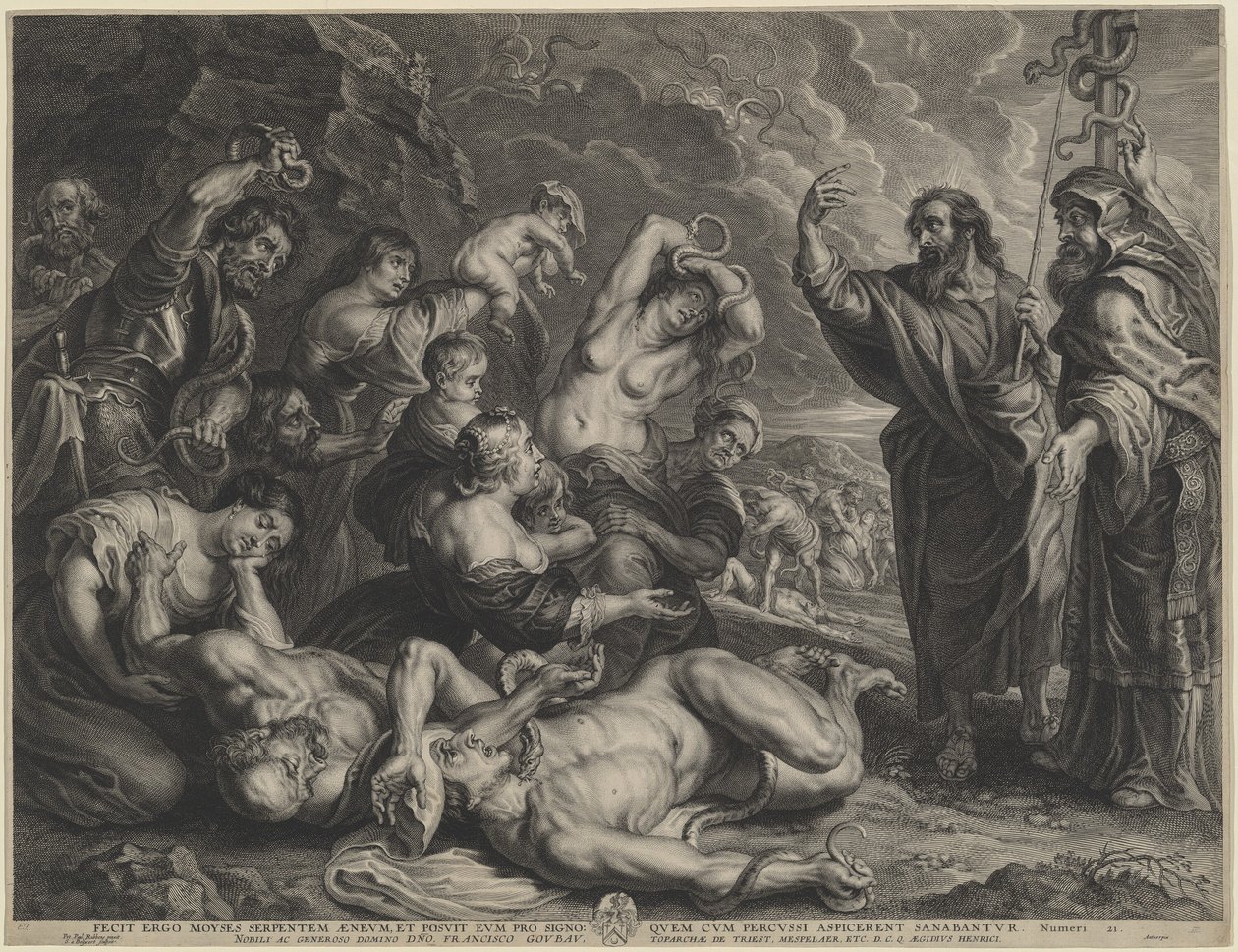 Moses och den fräcka ormen av Boëtius Adams Bolswert, after Sir Peter Paul Rubens