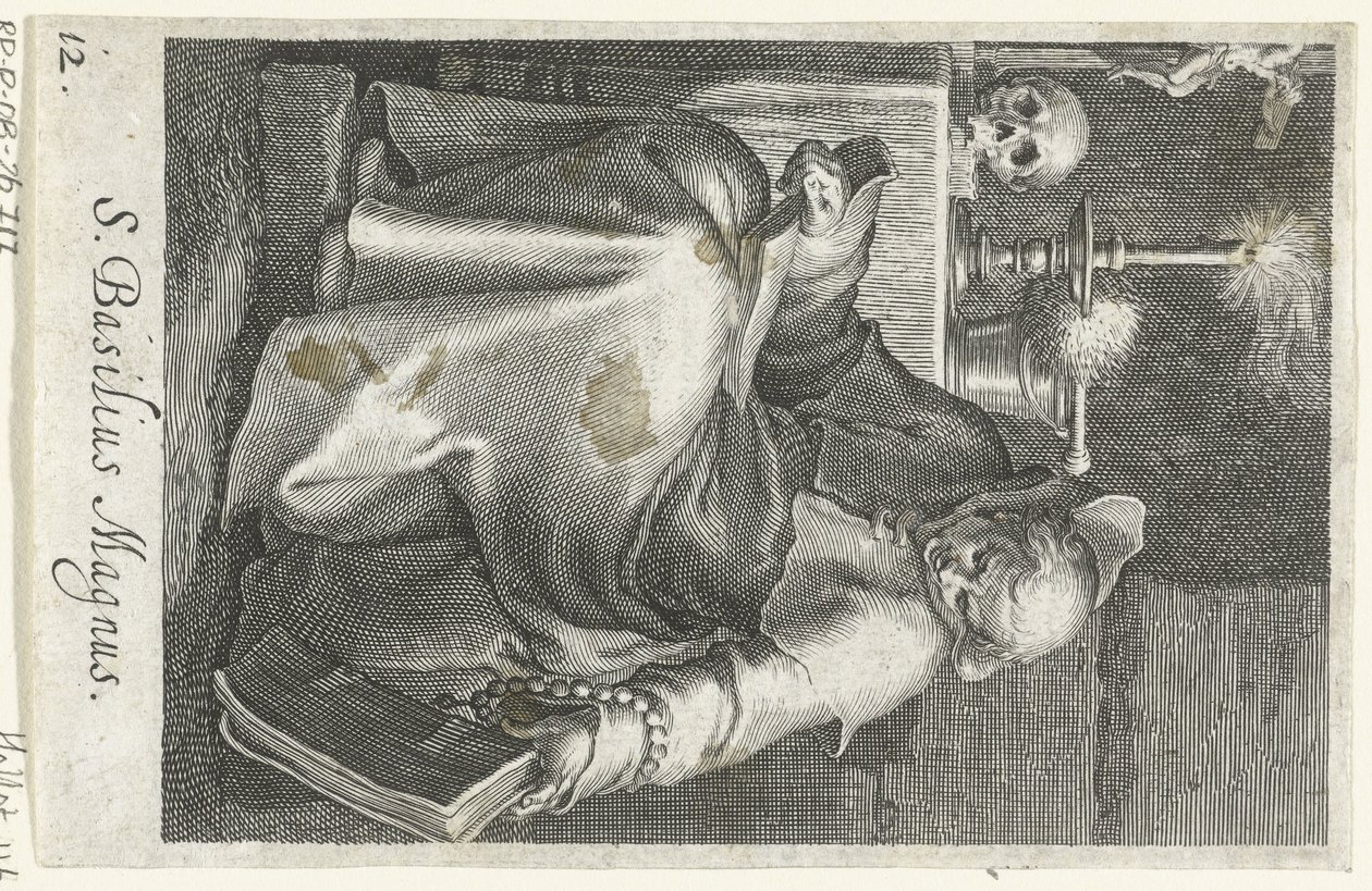 Saint Basil den store som eremit S. Basilius Magnus (titel på objekt) Eremiter (serietitel) Sacra eremvs ascetarvm (serietitel) av Boëtius Adamsz. Bolswert