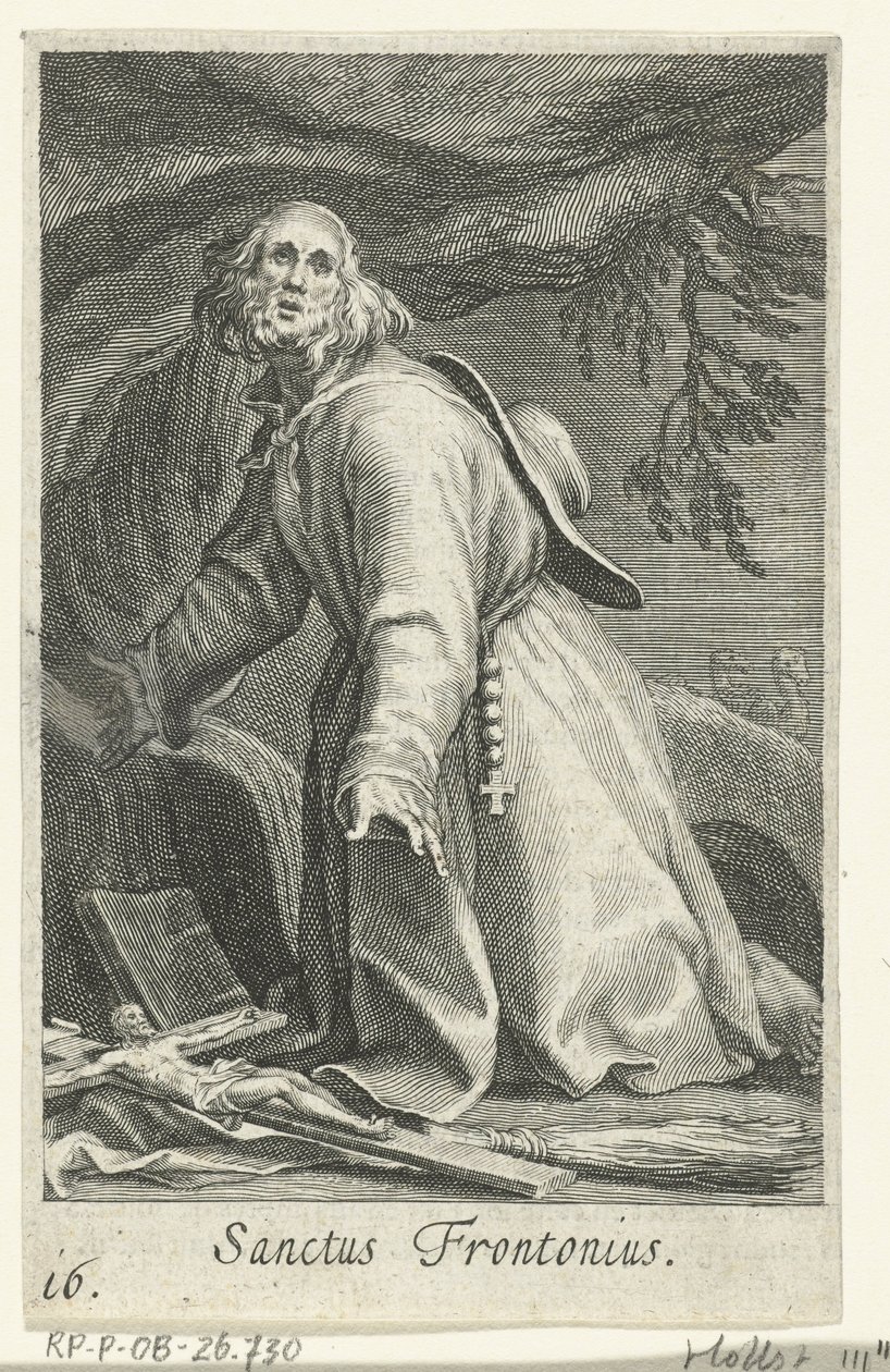 Helige Frontonius av Egypten som eremit Sanctus Frontonius (titel på objekt) Eremiter (serietitel) Sacra eremvs ascetarvm (serietitel) av Boëtius Adamsz. Bolswert