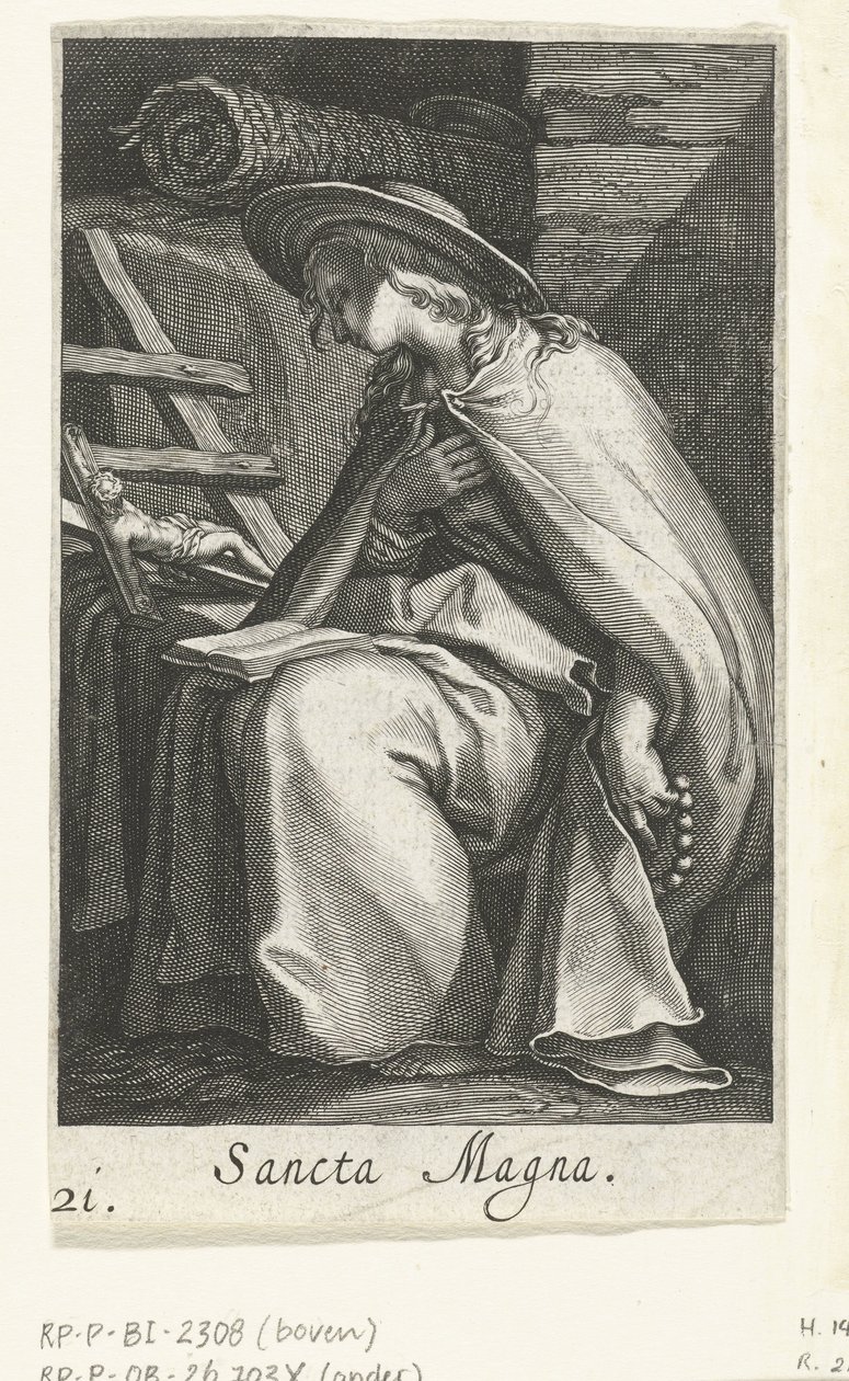 Saint Magna som eremitinna Sancta Magna (titel på objekt) Eremitinnor (serietitel) Sacra Eremus Ascetriarum (serietitel) av Boëtius Adamsz. Bolswert