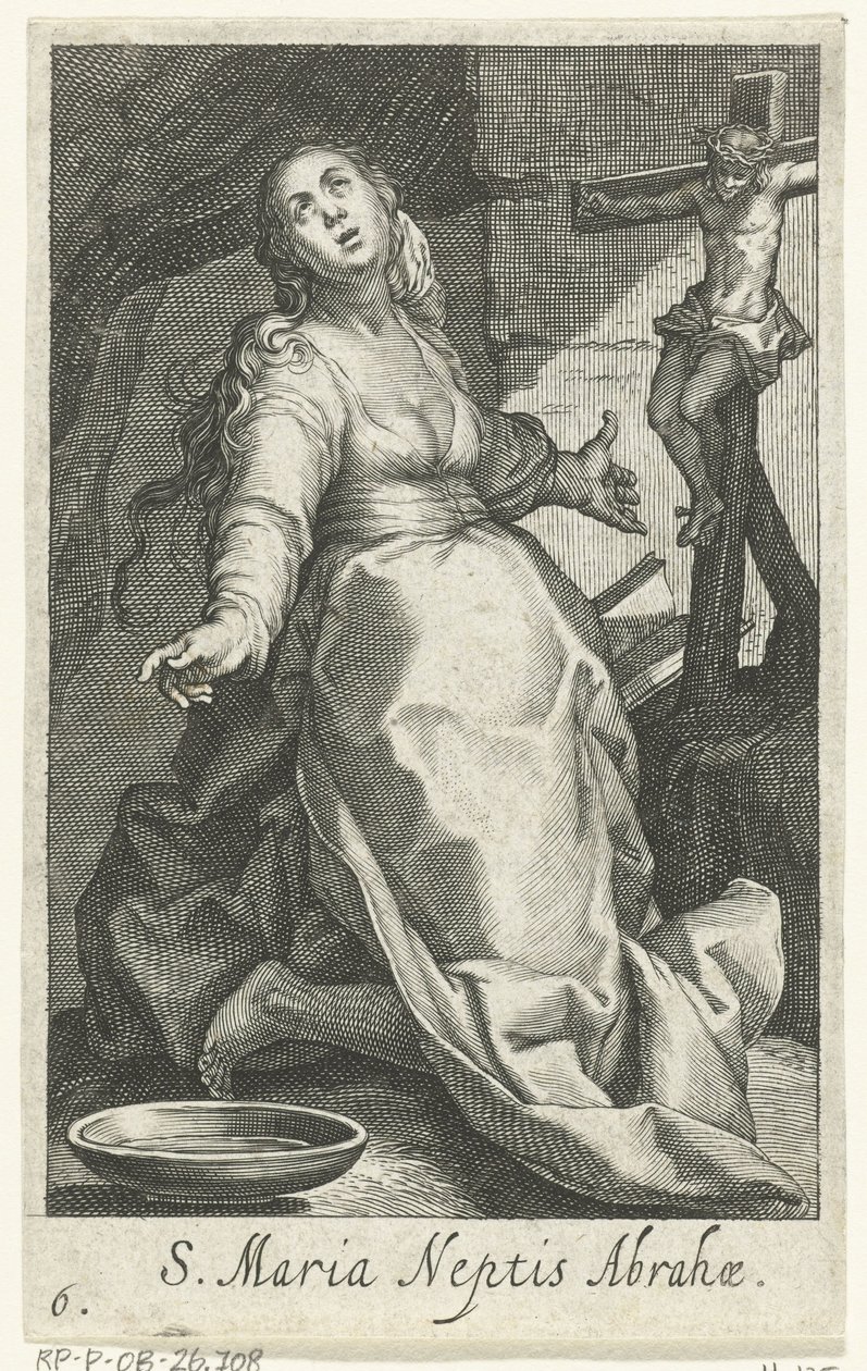 Heilige Maria als kluizenares Saint Mary brorson av Abraham (titel på objekt) Kluizenaressen (serietitel) The Sacred Desert of Ascetics (serietitel) av Boëtius Adamsz. Bolswert