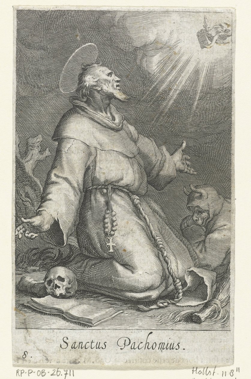 Sankt Pachomius den äldre som eremit Eremiter (serietitel) Sacra eremvs ascetarvm (serietitel) av Boëtius Adamsz. Bolswert
