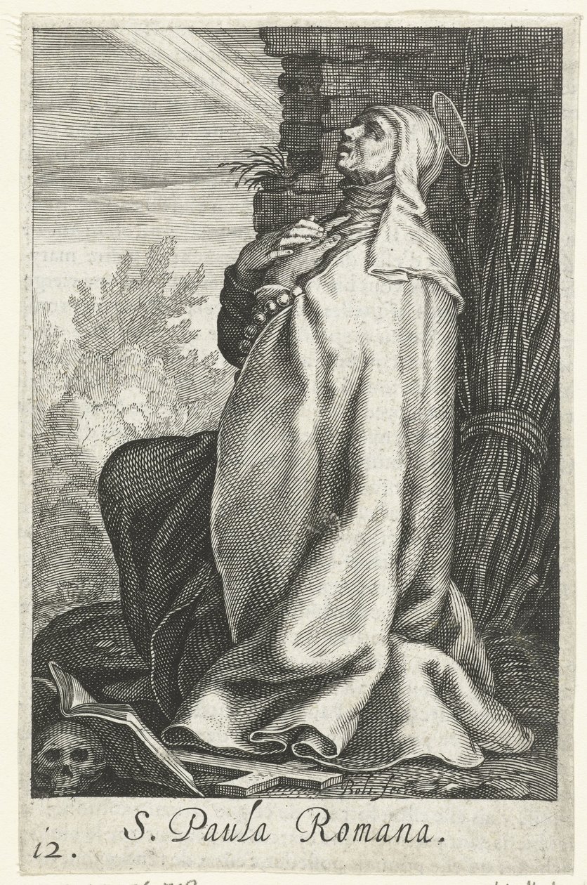 Saint Paula av Rom som eremitinna S. Paula Romana (titel på objekt) Eremitinnor (serietitel) Sacra Eremus Ascetriarum (serietitel) av Boëtius Adamsz. Bolswert