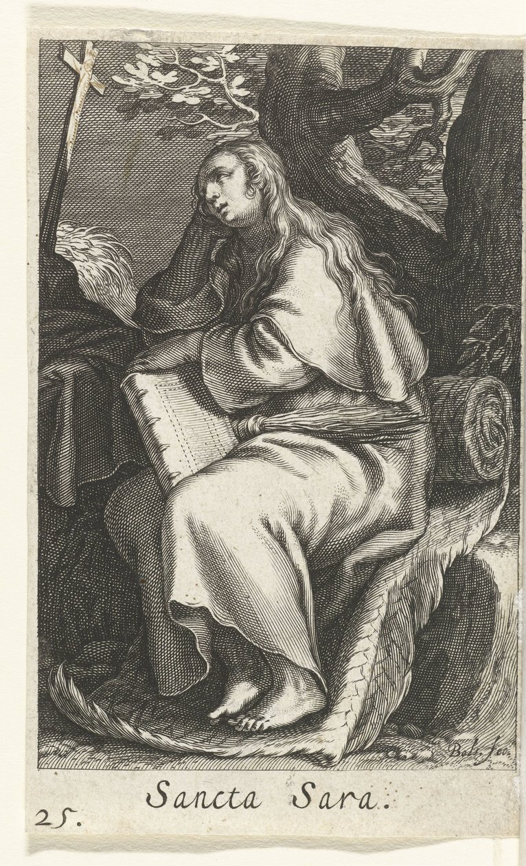 Heliga Sarah av Libyen Sancta Sara (titel på objekt) Eremitinnor (serietitel) Sacra Eremus Ascetriarum (serietitel) av Boëtius Adamsz. Bolswert