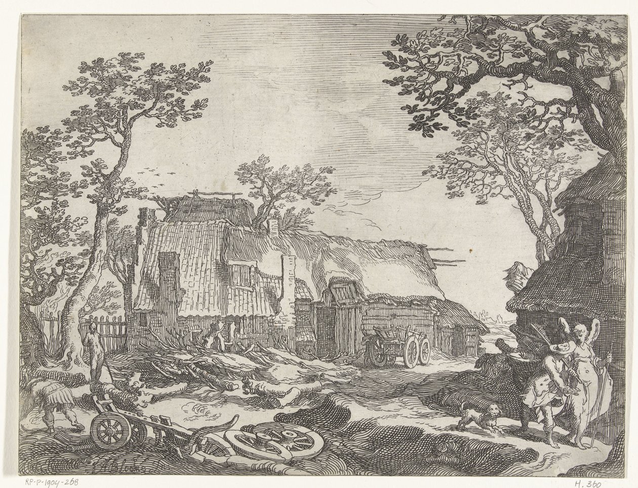 Landskap med Farm och Tobias och ängeln Countryside Faces (serietitel) av Boëtius Adamsz. Bolswert