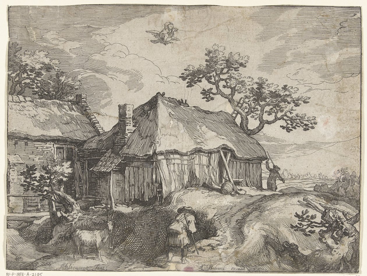 Landskap med gård och rån av Ganymedes Countryside Faces (serietitel) av Boëtius Adamsz. Bolswert