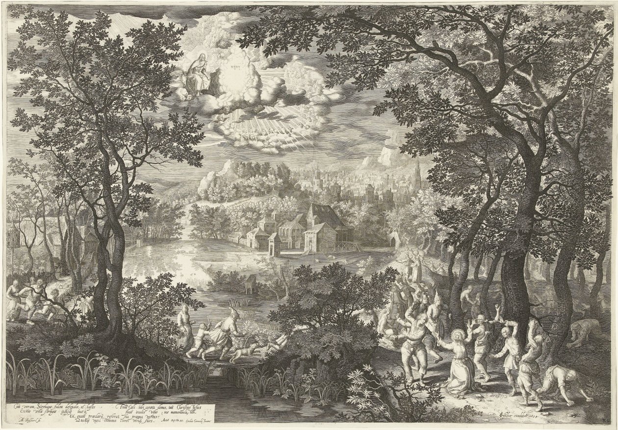 Landskap med martyrdöden av Saint Stephen av Boëtius Adamsz. Bolswert