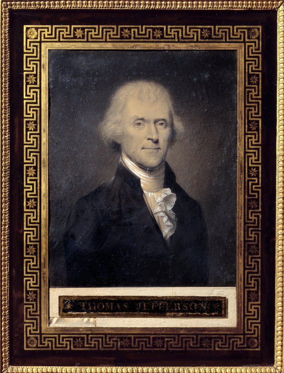 Porträtt av Thomas Jefferson (1743-1826) USA:s president från 1801 till 1809 - Teckning av Bouch (1800-talet), svart sten, krita Mått: 0,25 x 0,20 m - Malmaison, Musee Du Chateau - Porträtt av Thomas Jefferson (1743-1826) - Teckning av Bouc av Bouch