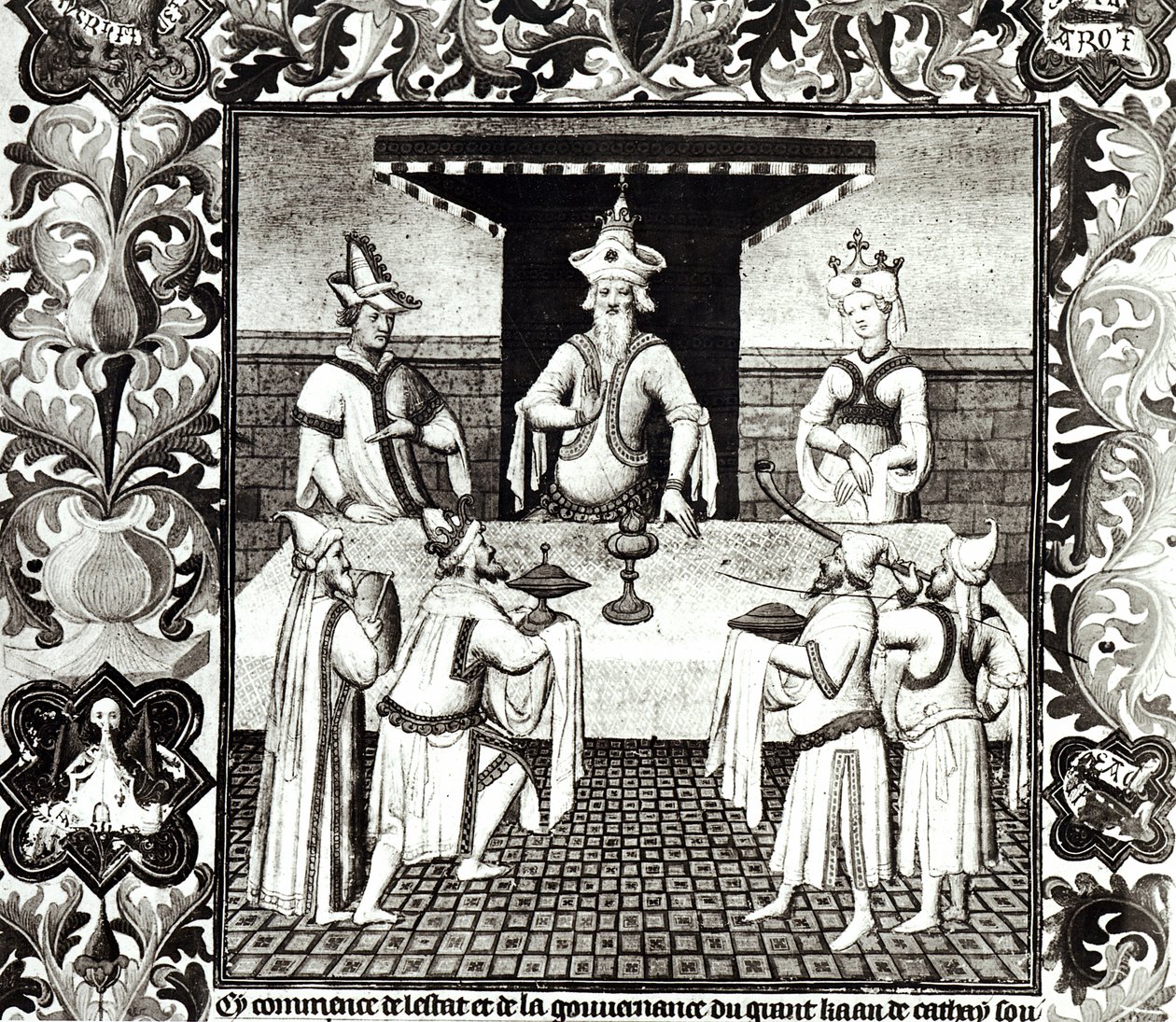 Ms Fr 2810 f.136v, The Great Khans festmåltid, från 