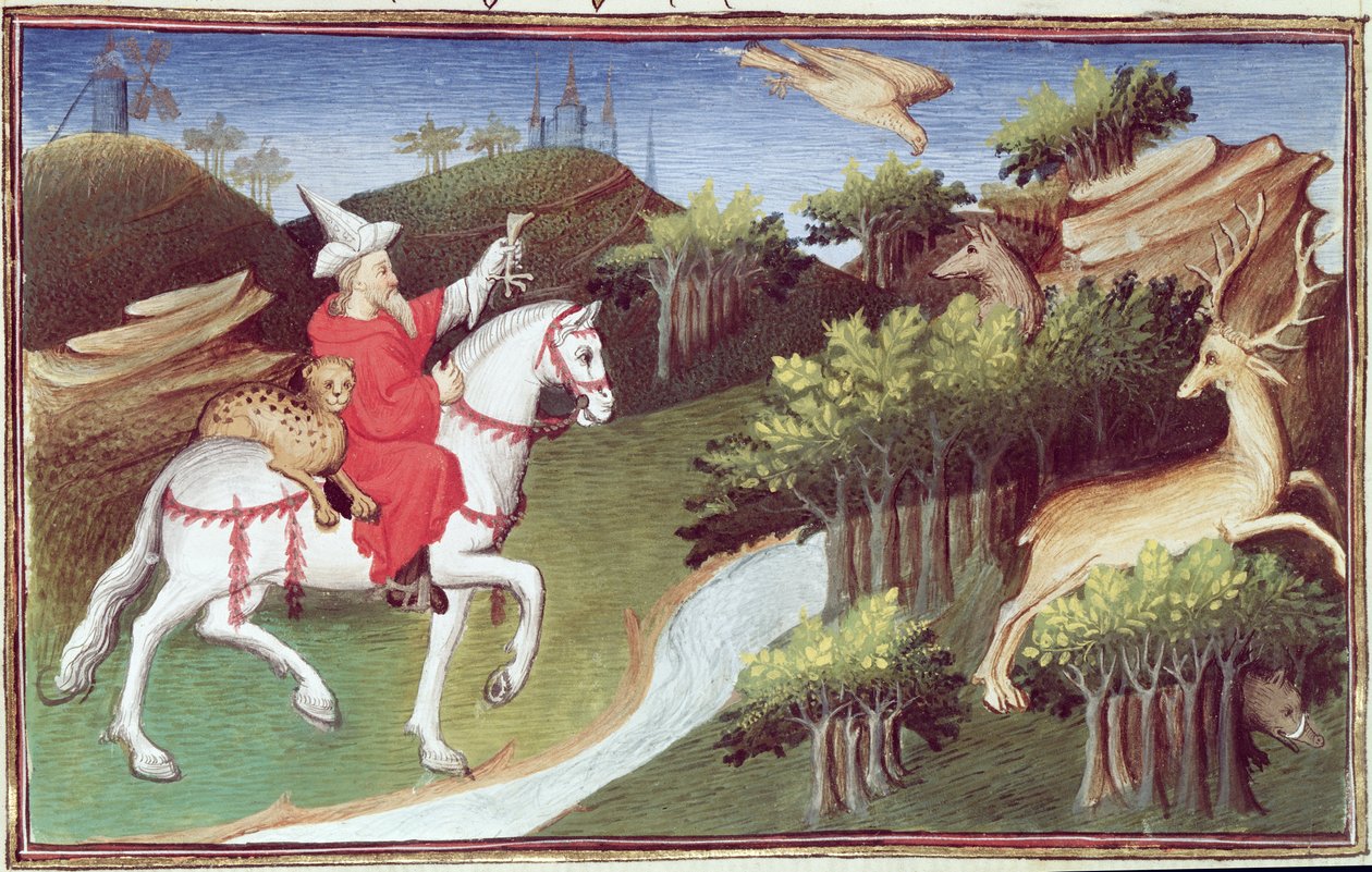 Fr 2810 f.31v, The Great Khan släpper sin örn mot en doe, från 