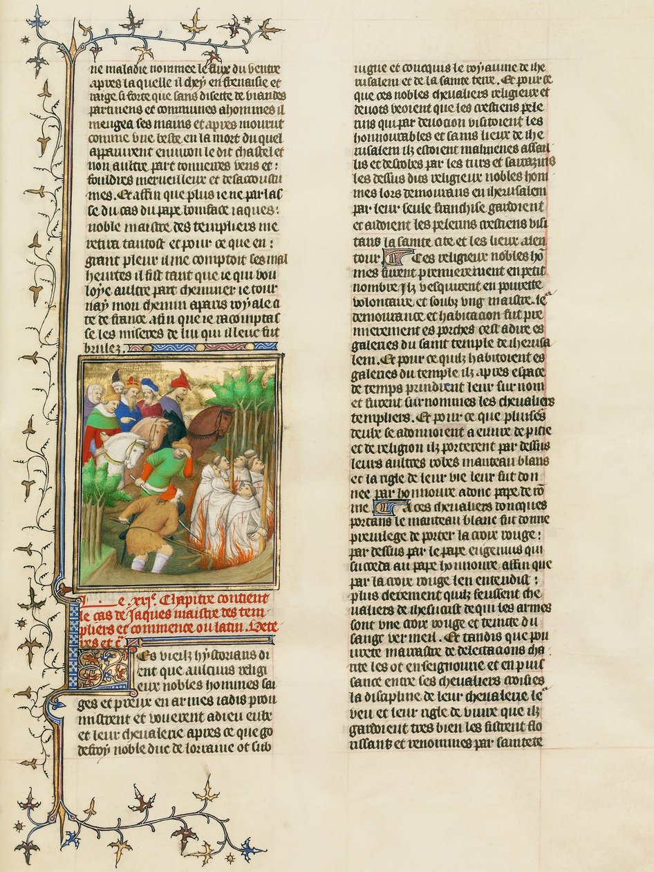 Templariddarna brändes i närvaro av Philip the Fair och hans hovmän av Boucicaut Master