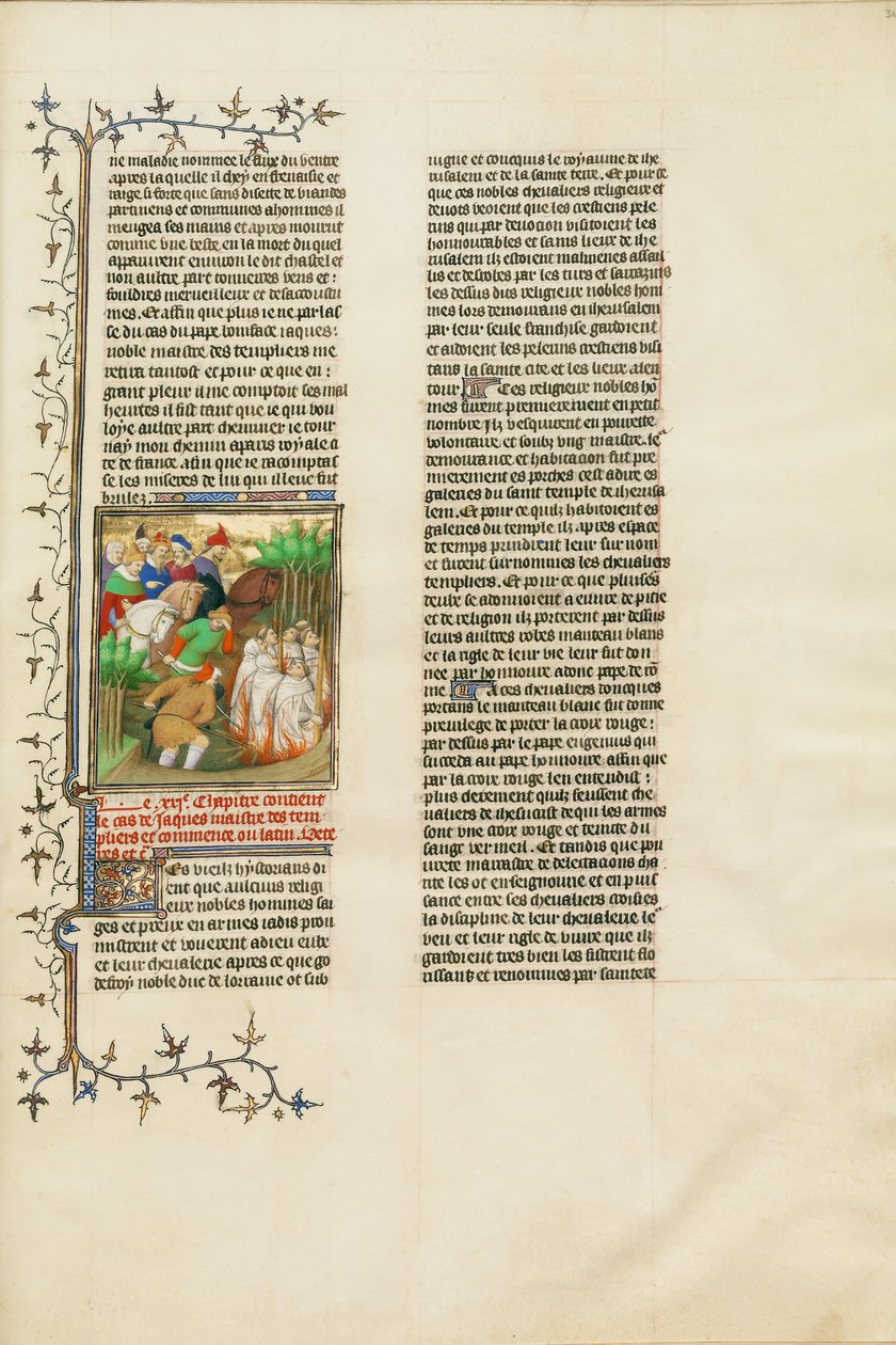 Templariddarna brändes i närvaro av Philip the Fair och hans hovmän av Boucicaut Master Illuminator