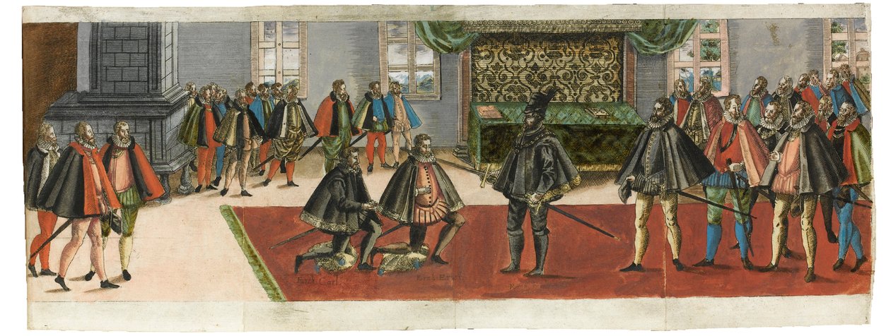 En riddare. Ur den prydliga beskrivningen med vilka ståtliga ceremonier..., 1587. av Boys