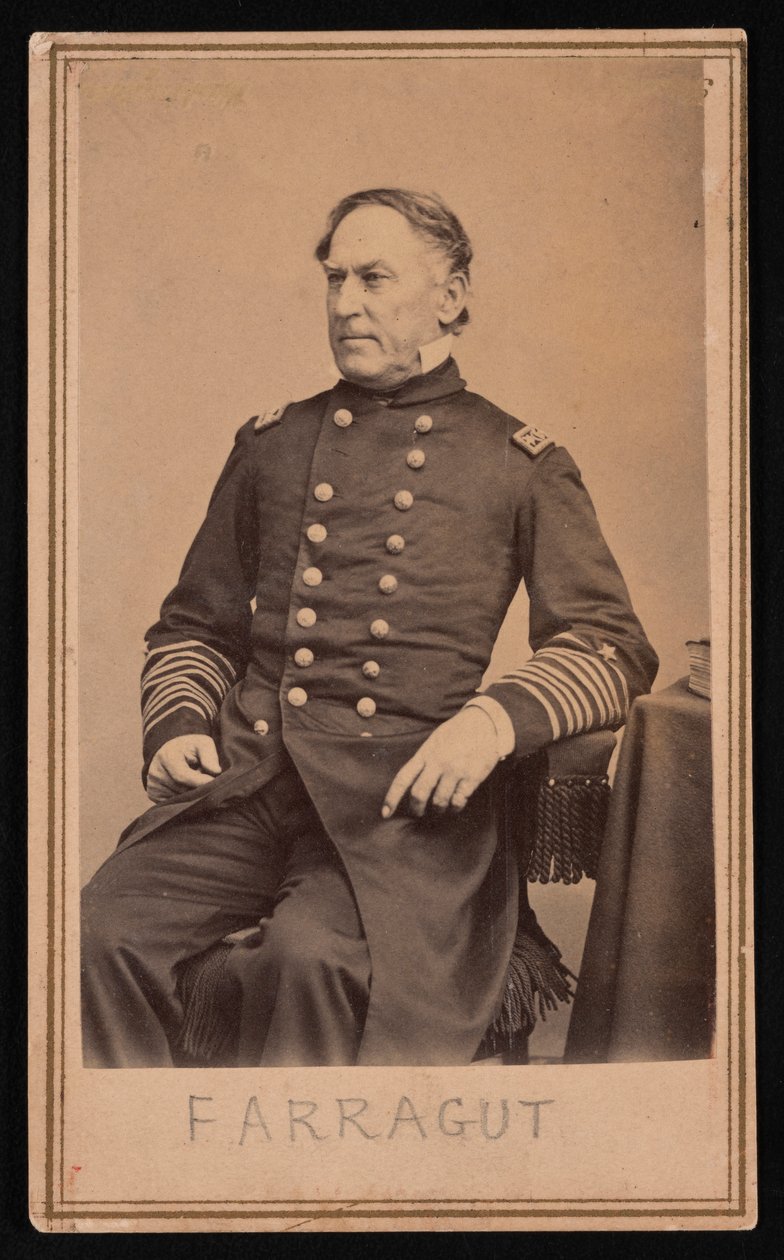 Porträtt av David Glasgow Farragut 1801-1870, före 1870. av Brady