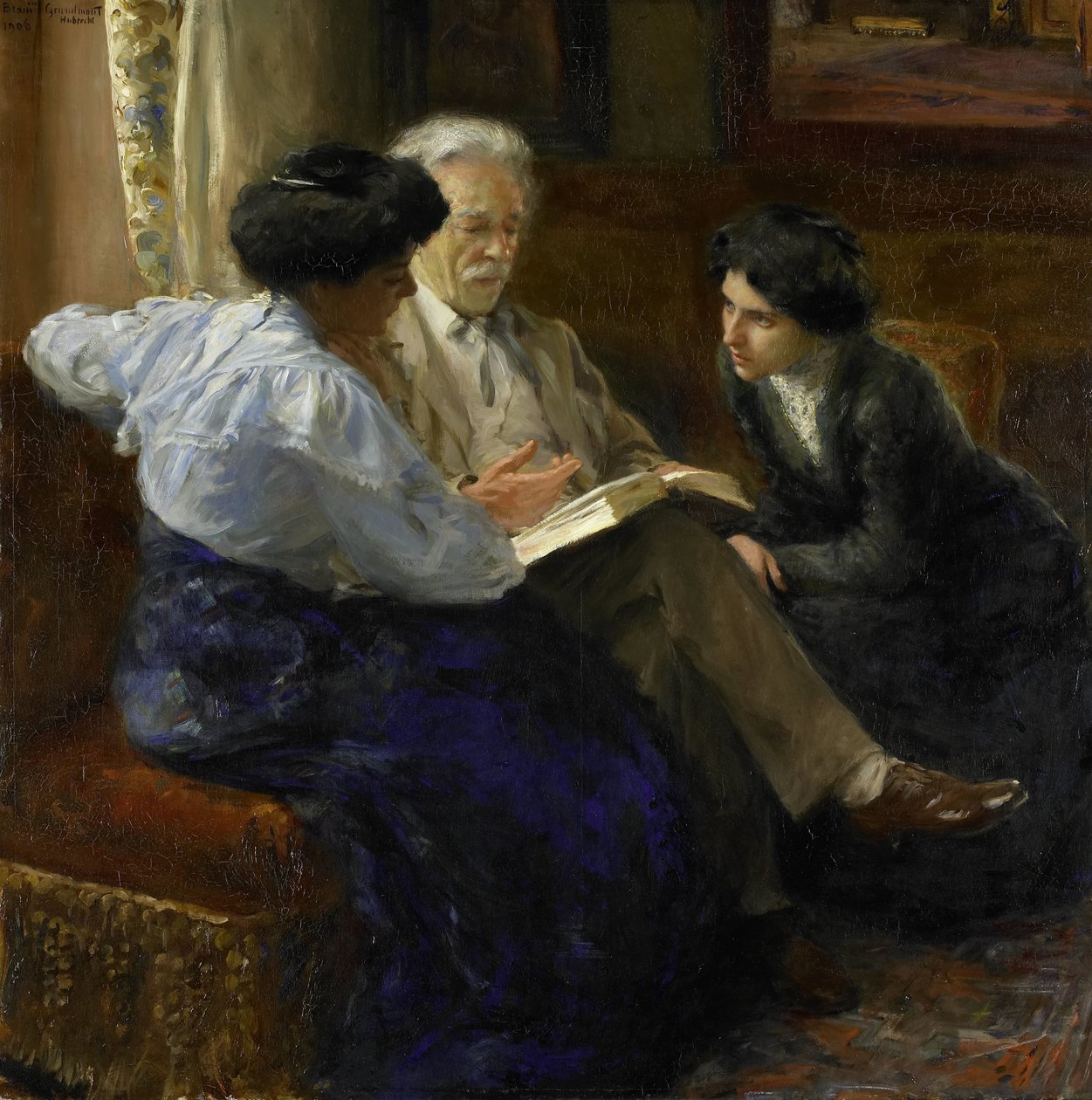 Alphons Marie Antoine Joseph Grandmont (1837-1909), konstnärens andra make, undervisar två italienska flickor av Bramine Hubrecht