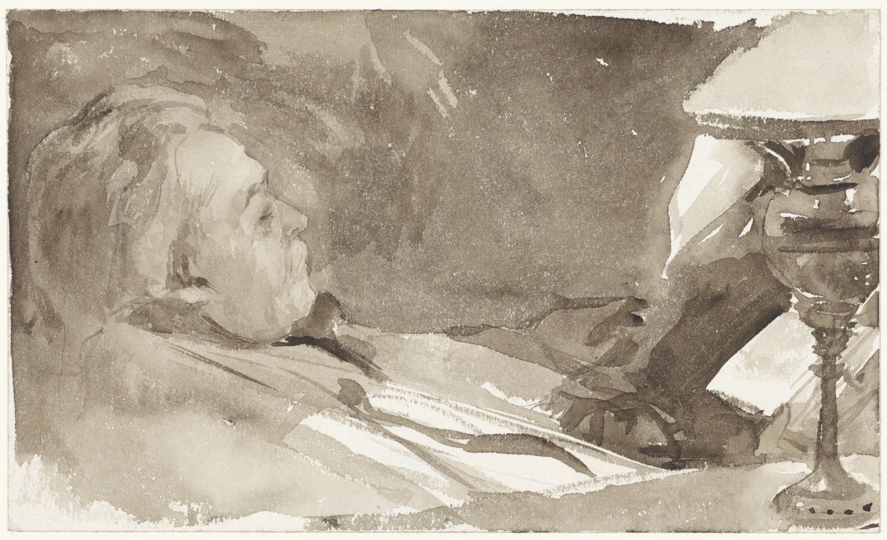 Porträtt av Alphons Marie Antoine Joseph Grandmont, läser vid en lampa av Bramine Hubrecht