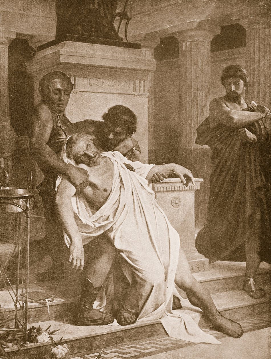 Demosthenes död, illustration från 