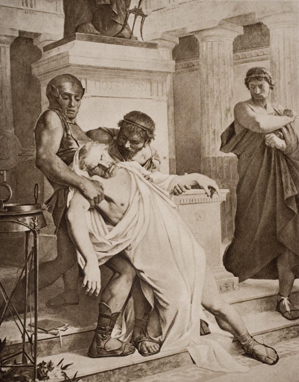 Demosthenes död, illustration från 