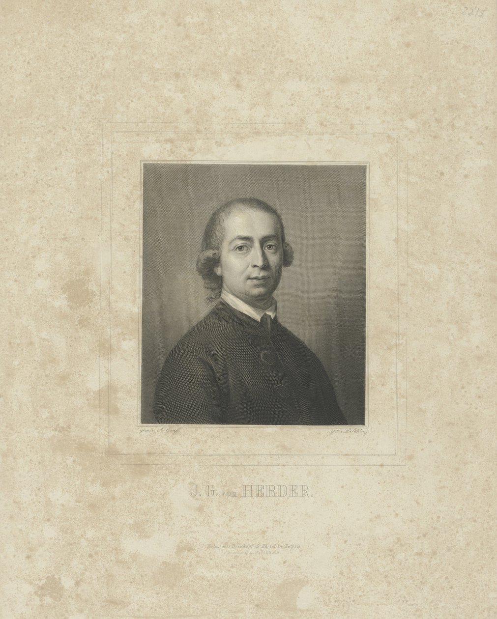 Porträtt av Johann Gottfried von Herder 1744-1803, ca. 1830-1840. av Breitkopf and Härtel
