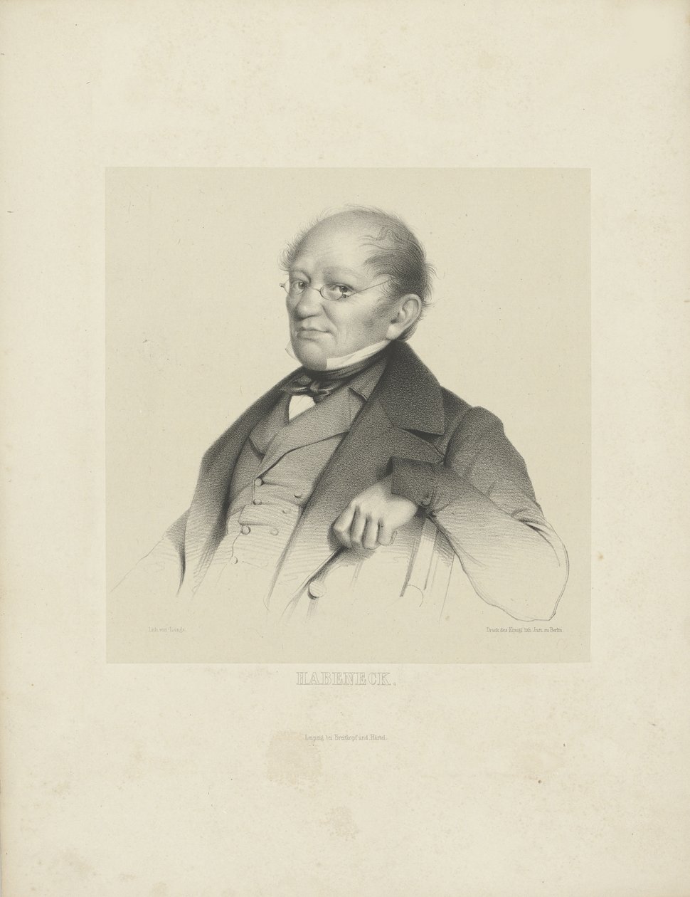 Porträtt av kompositören François Antoine Habeneck 1781-1849, ca. 1840. av Breitkopf and Härtel