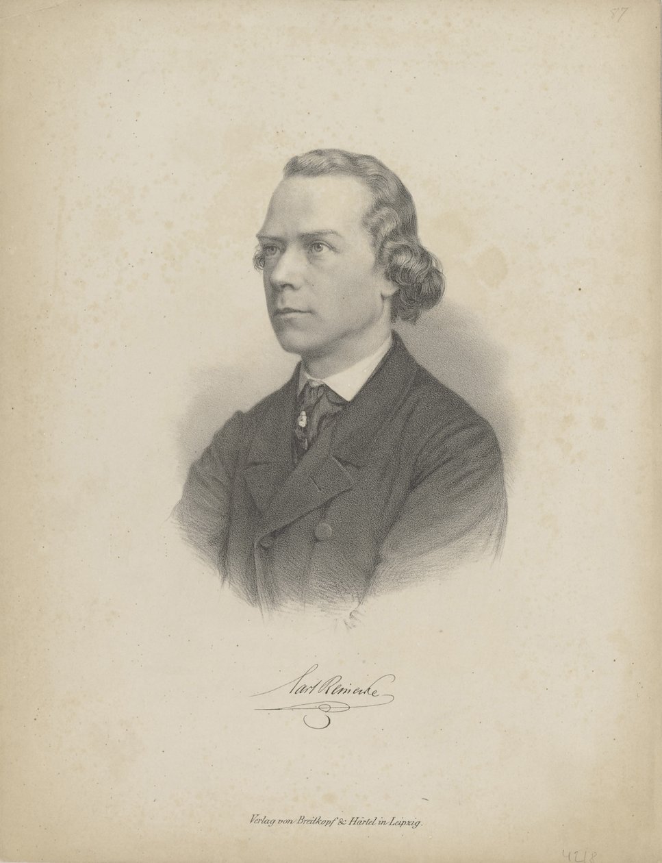 Porträtt av pianisten och kompositören Carl Heinrich Carsten Reinecke 1824-1910, ca. 1850 av Breitkopf and Härtel
