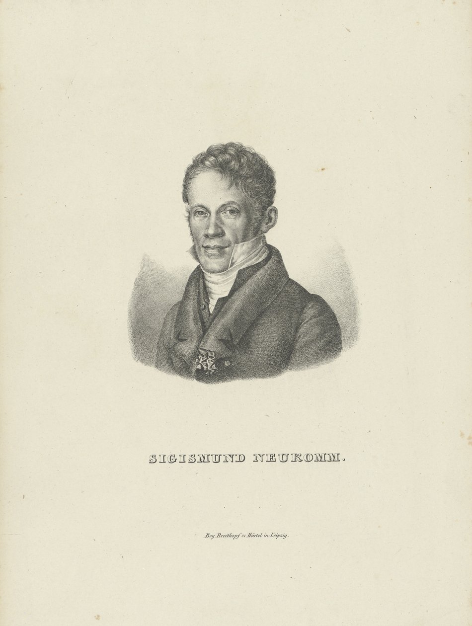 Porträtt av pianisten och kompositören Sigismund von Neukomm 1778-1858, ca. 1830. av Breitkopf and Härtel