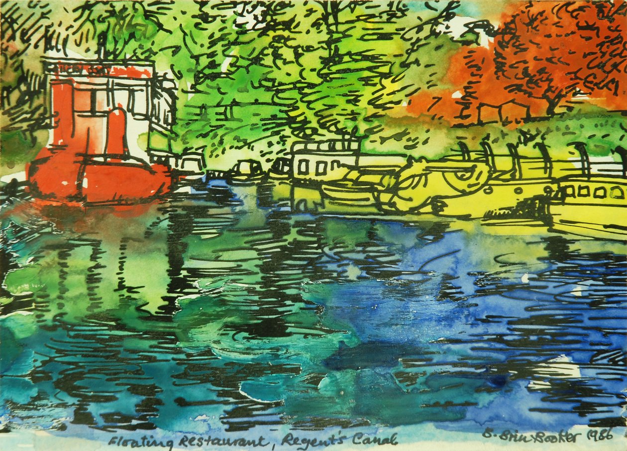 The Floating Restaurant (akvarell på papper) av Brenda Brin Booker