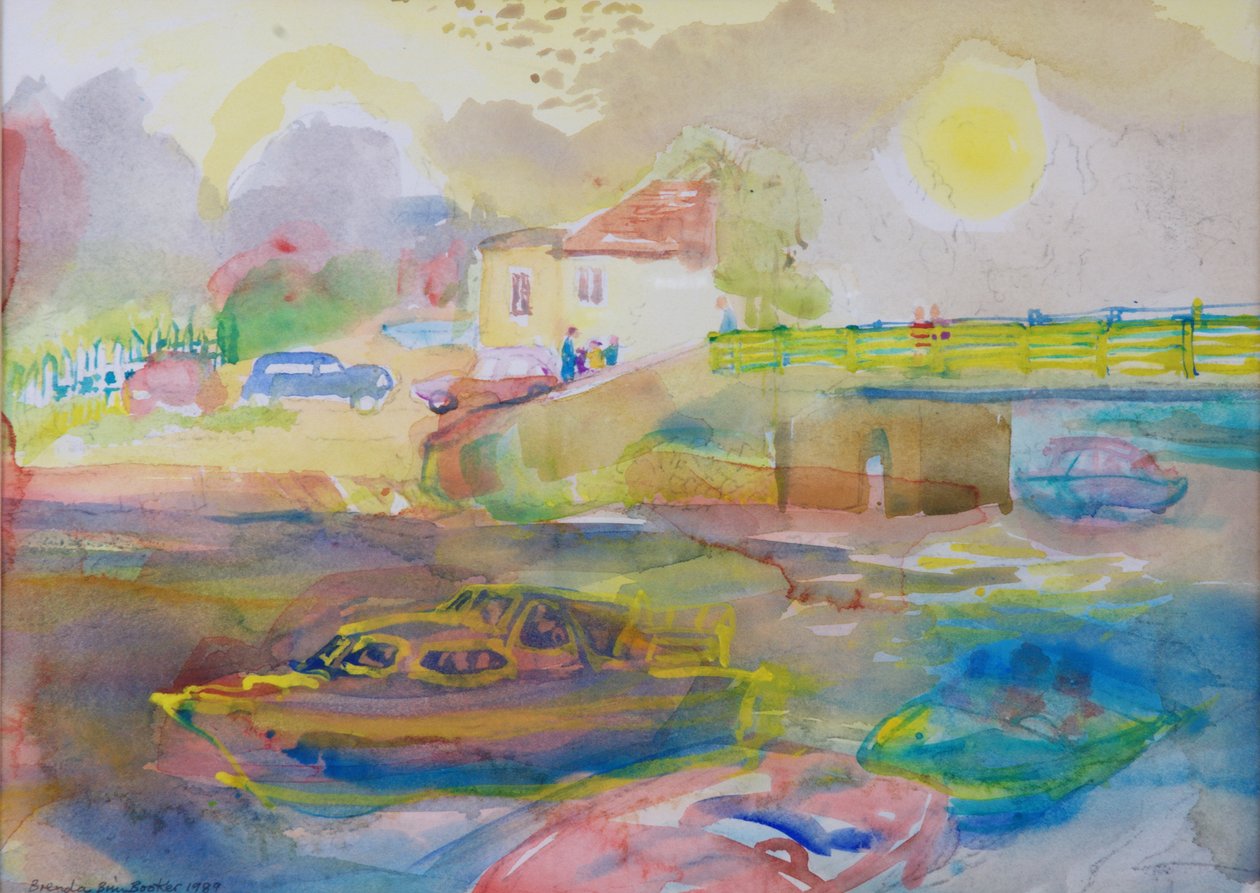 Village by the River, 1989 (wc på papper) av Brenda Brin Booker