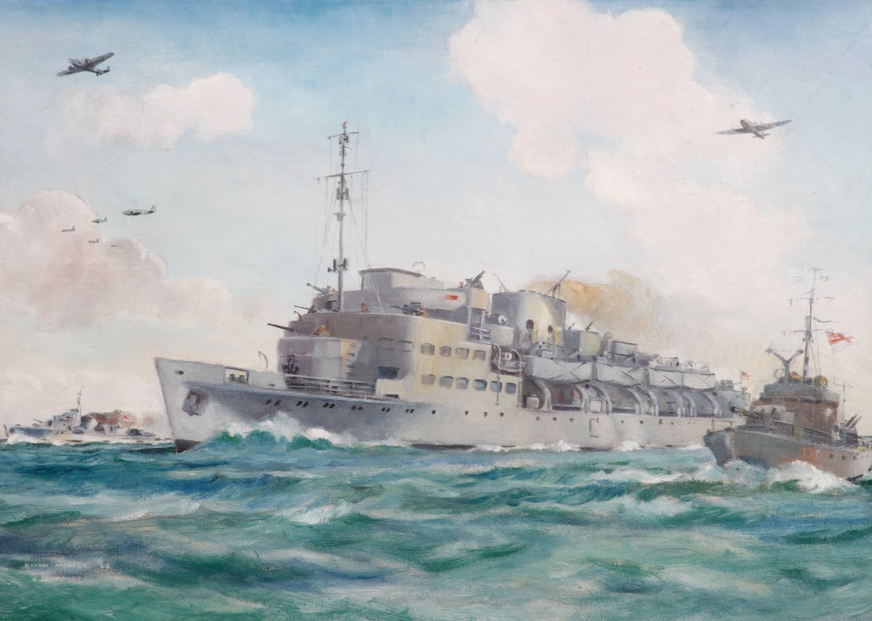 HMS Prins Albert på väg till Dieppe bärande No 4 Commando, 19 augusti 1942 av Brian Joseph Mullen