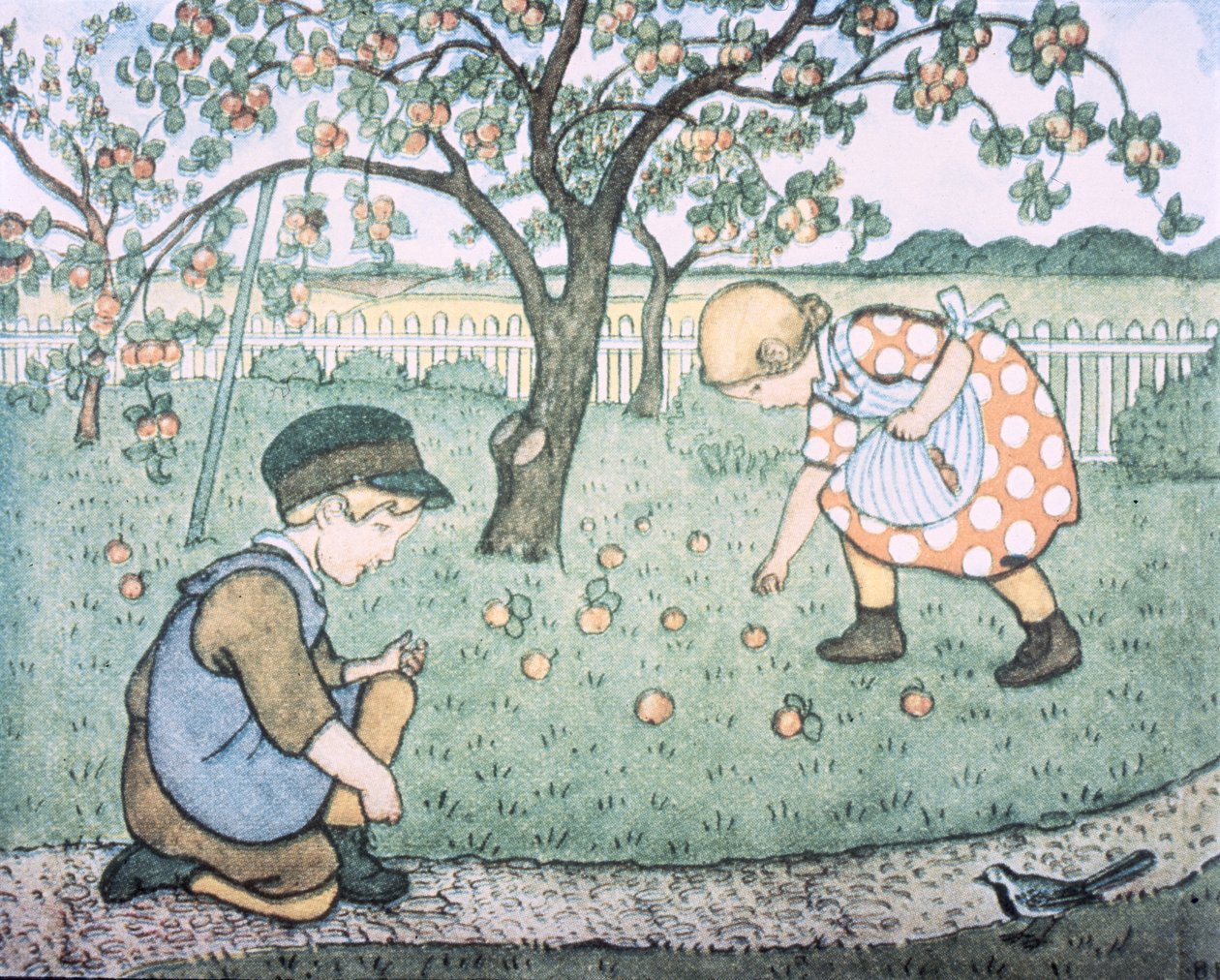 Bokstaven "A" i äpple, publicerad 1912 av Brita Elstrom