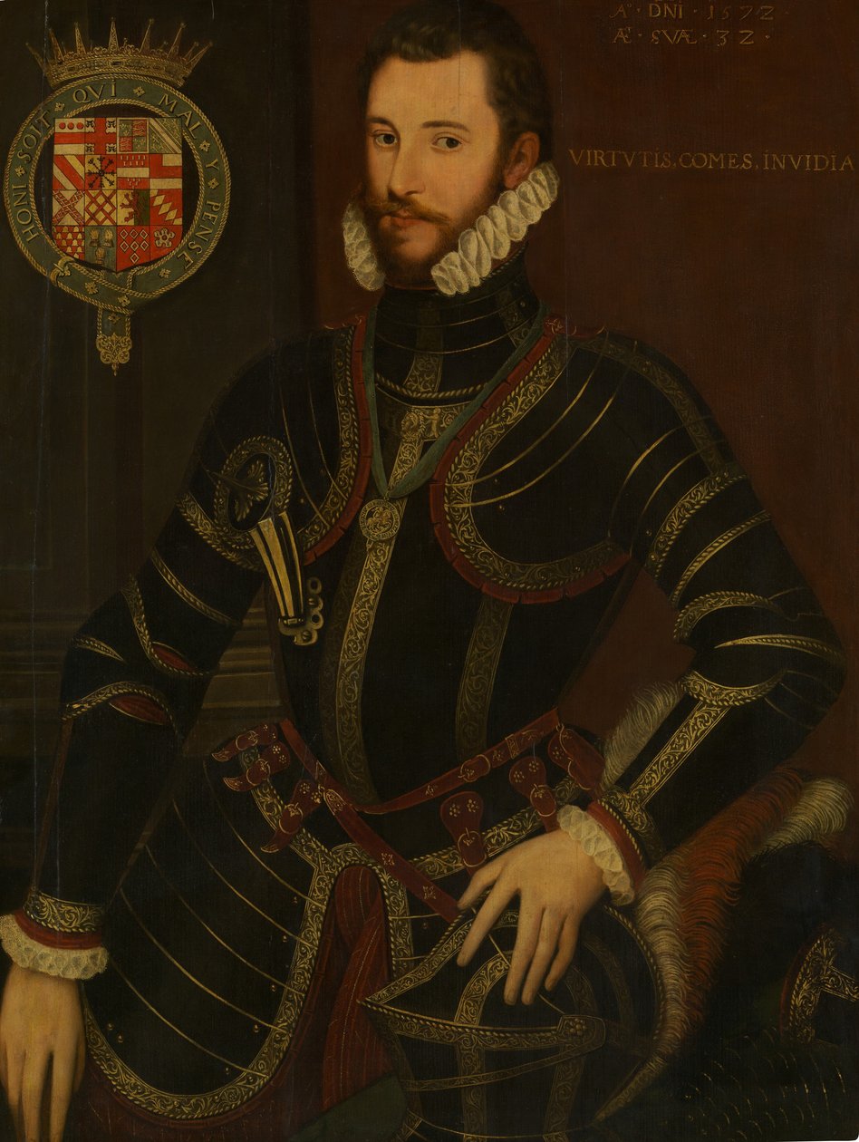 Porträtt av Walter Devereux 1539-1576, förste earl av Essex, daterat 1572. av British Painter.