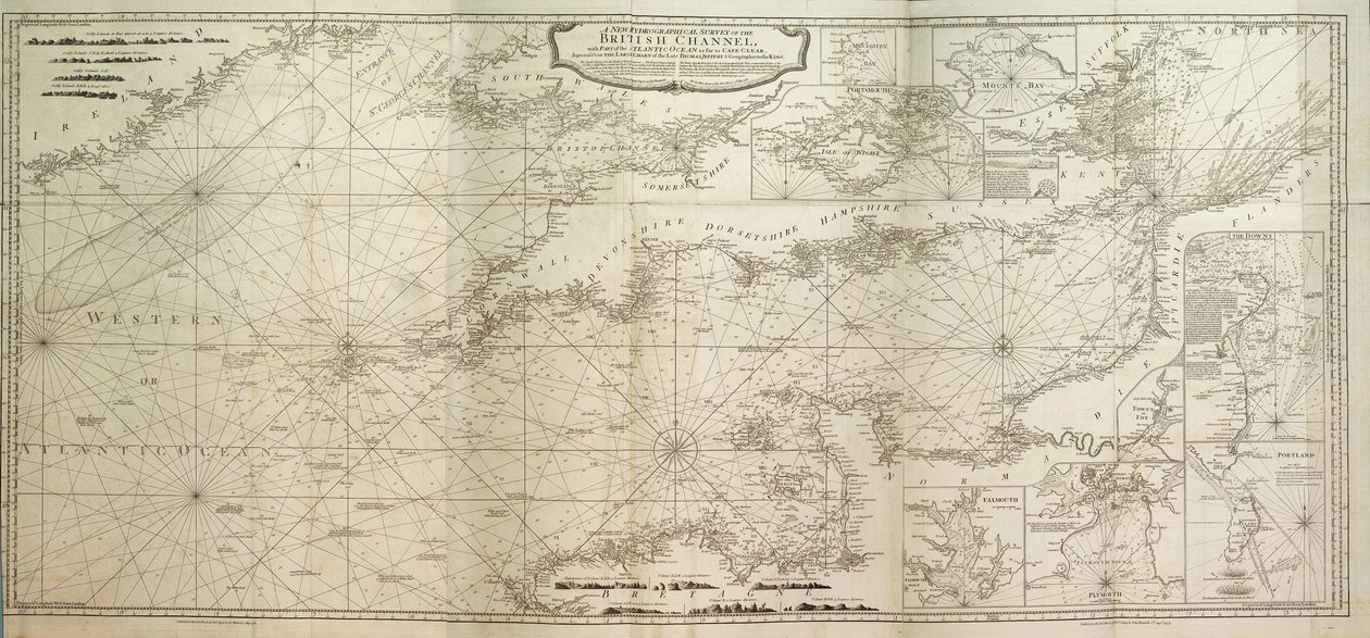 En ny hydrografisk undersökning av den brittiska kanalen, med en del av Atlanten så långt som till Cape Clear, förbättrad från det stora sjökortet av den avlidne Thomas Jeffery